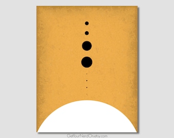 Planets To Scale, Minimalist Nerd Art, Astronomy Gifts, Outer Space Decor, Solar System Poster