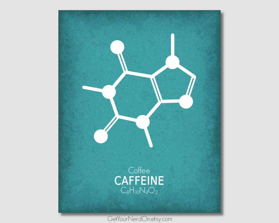 Caffeine Molecule, Minimalist Art Print, Unique Kitchen Decor, Coffee