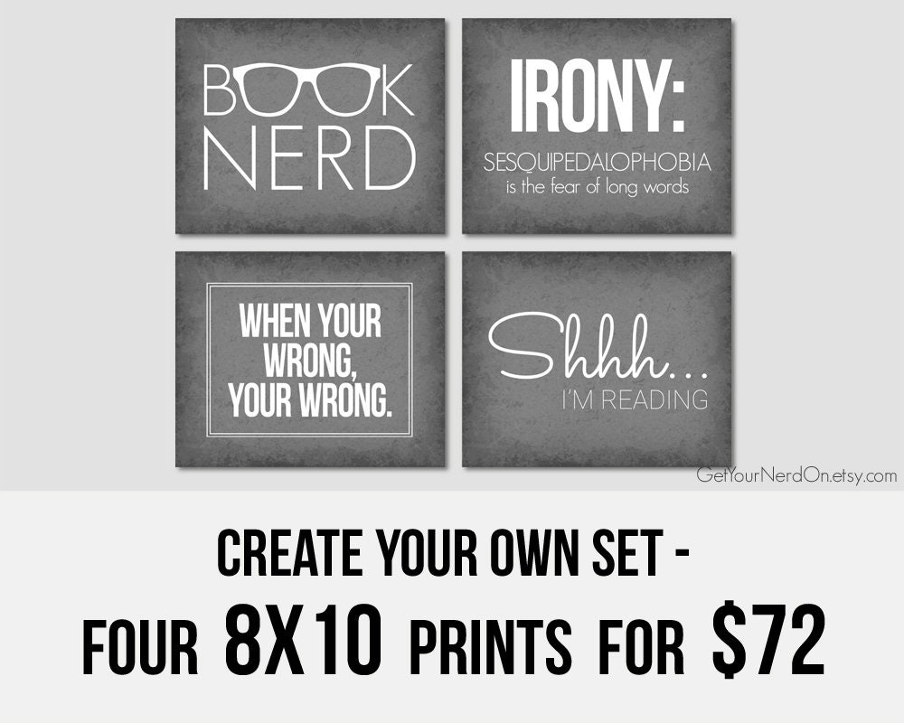 Set of 4 Prints Nerdy 8x10 Posters Pick Your Own Prints Etsy Ireland