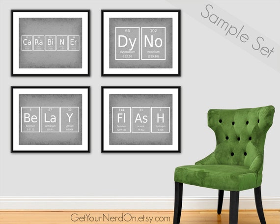 Nerdy Belay Poster Rock Climber Decor Periodic Table Of Elements Science Art Chemistry Elements Gifts For Climbers Best Seller