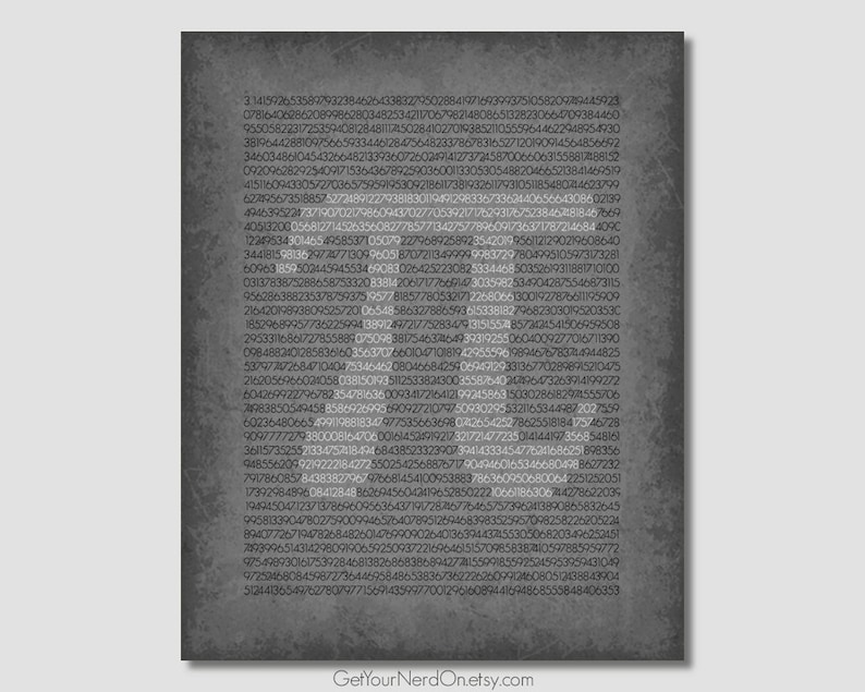 Pi Digits Print Nerdy Math Poster Classroom Decor Unique Etsy