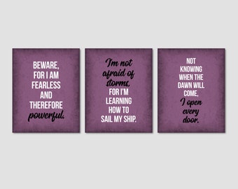 Powerful Women, Inspirational Quotes, Set Of 3 Prints, Literary Wall Art