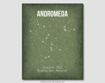 Andromeda Poster, Constellation Print, Astronomy Gifts, Outer Space Decor