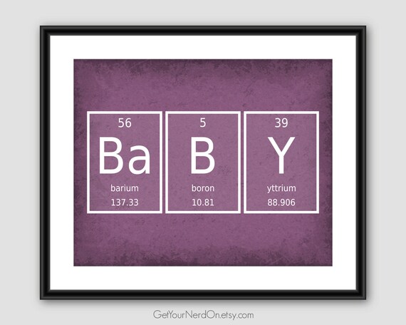 Baby Poster New Parent Gift Periodic Table Of Elements Baby Girl Nursery Science Geek Gift Unique Nerdy Decor Boy Nursery Decor