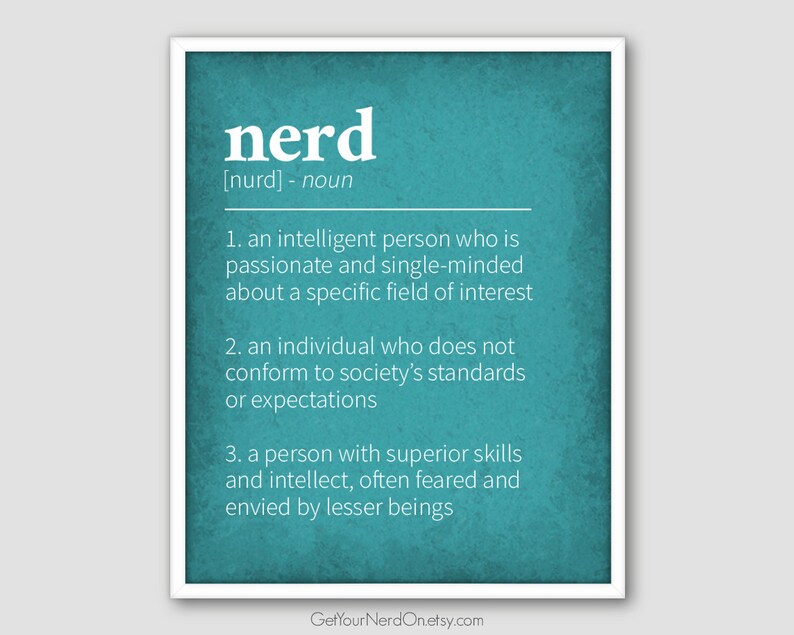Nerd Definition Art Funny Definition Gift Nerdy Office Etsy UK