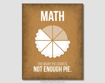 Funny Pie Charts Wall Art, Nerd Humor Poster, Math Geek Gift Idea, Funny Teacher Gift