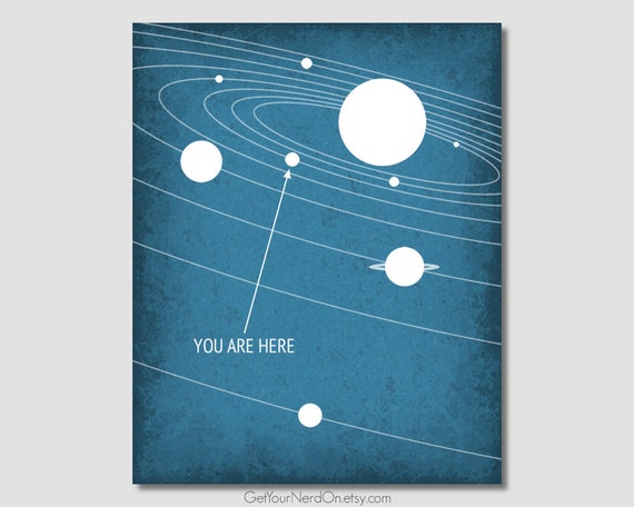 You Are Here Poster Solar System Print Astronomy Gift Ideas Nerdy Home Decor Minimalist Nerd Art Outer Space Gifts Space Art Poster
