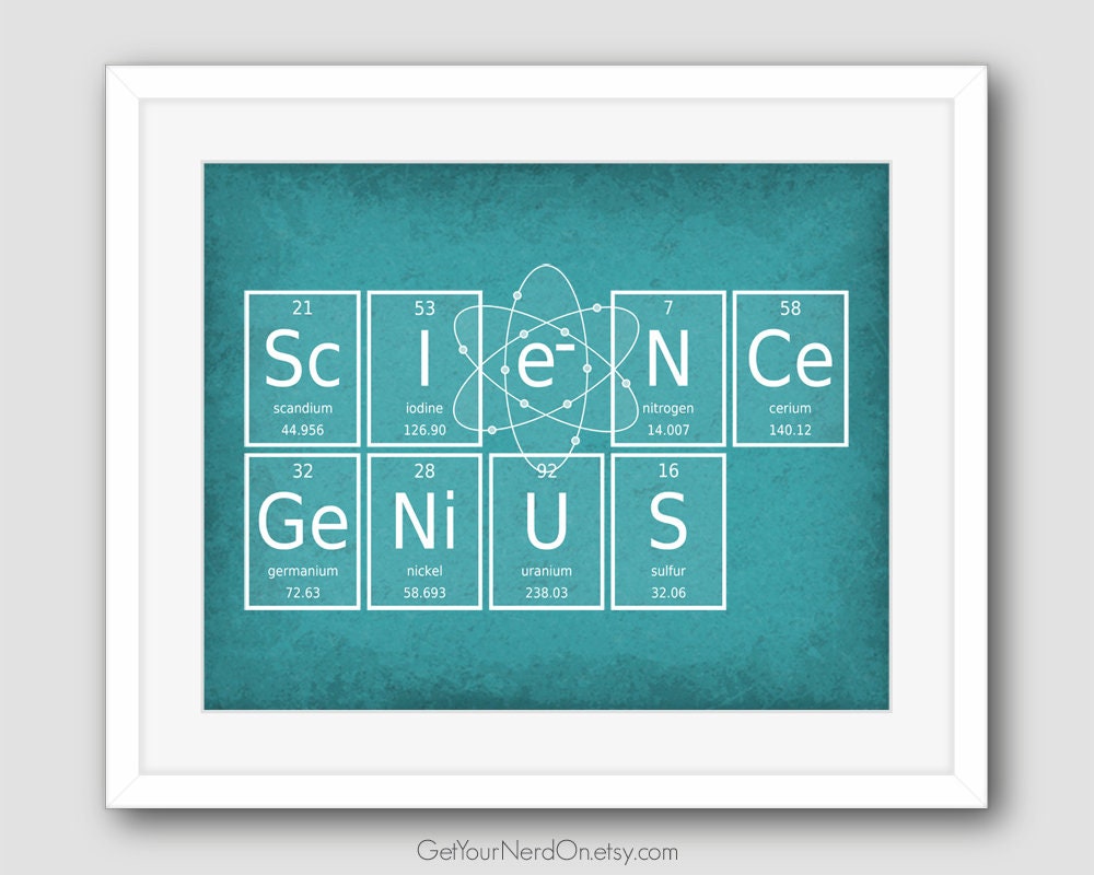 Science Genius Print Periodic Table Chemistry Teacher Gift Etsy Canada