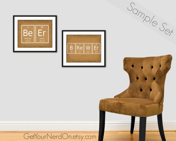 Brewer Print Periodic Table Art Home Brewer Decor Chemistry Elements Brewery Art Poster Unique Nerd Gifts Science Nerd Art Beer Brewer Gift