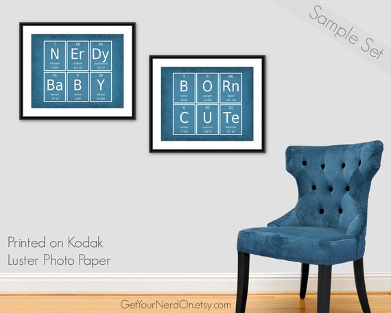 Born Cute Poster Periodic Elements Unique Baby Gift Nerdy Nursery Decor Science Geek Gift Baby Shower Gift Chemistry Elements New Parent