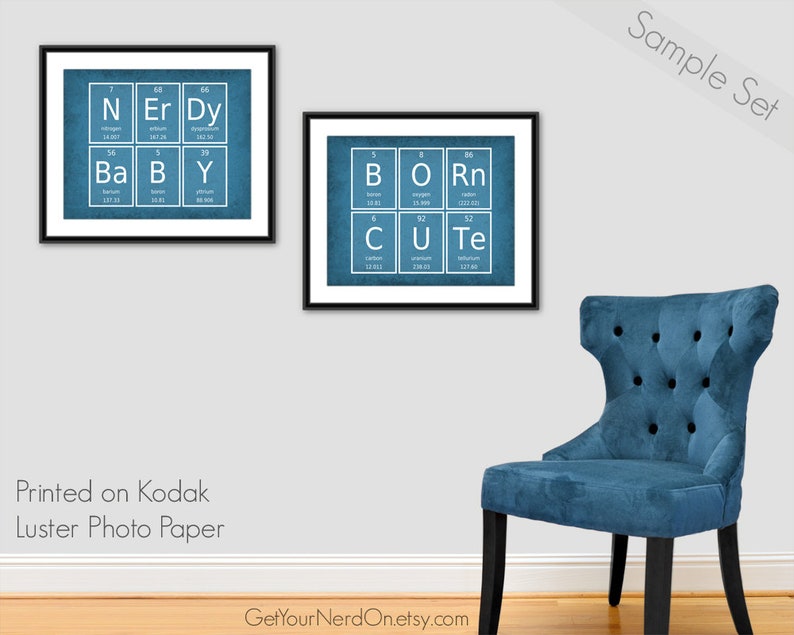 Born Cute Poster Periodic Elements Unique Baby Gift Nerdy Nursery Decor Science Geek Gift Baby Shower Gift Chemistry Elements New Parent