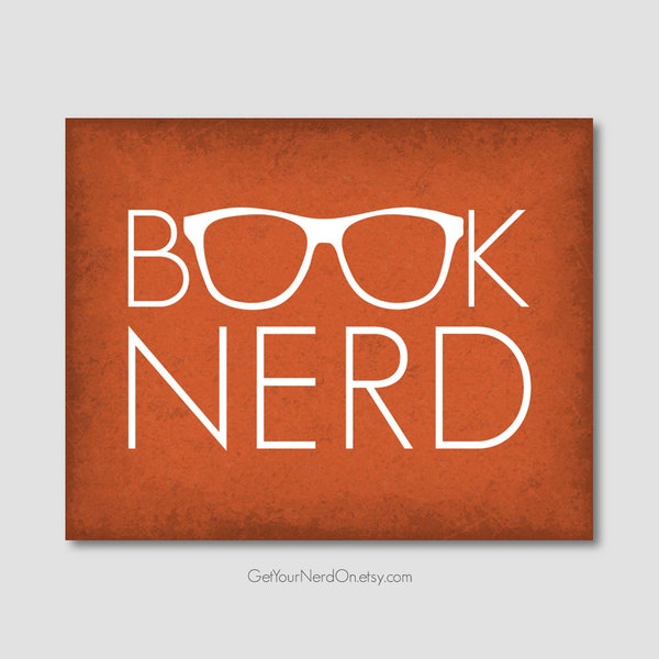 Book Nerd Poster, Nerd Glasses Print, Gift For Book Lover, Home Library Decor