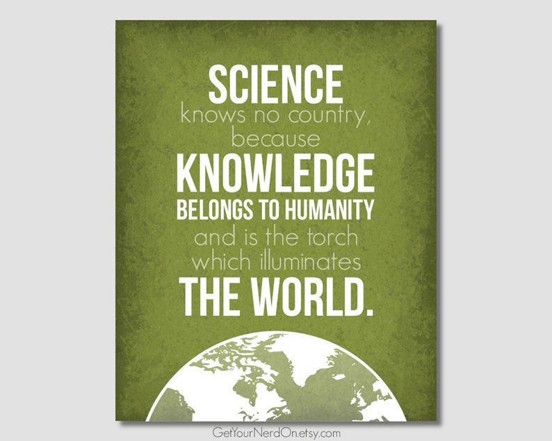 Inspirational Quote Science Knows No Country Best Teacher Etsy