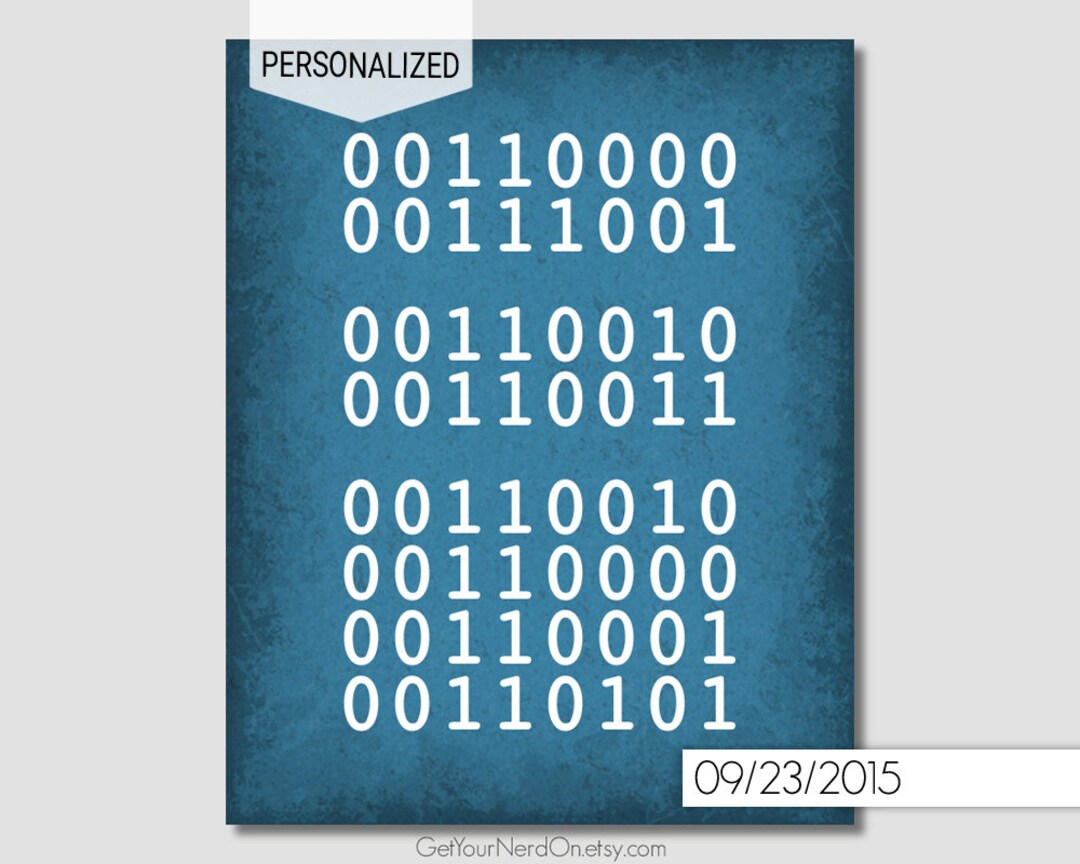 Computer Geek Gifts, Custom Binary Code, Important Dates Sign, Unique ...
