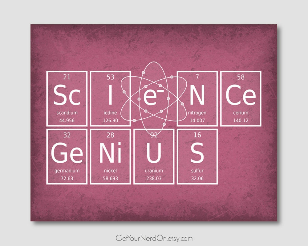 Genius Science Elements Science Genius Print Periodic Table Chemistry Teacher Gift - Etsy Canada