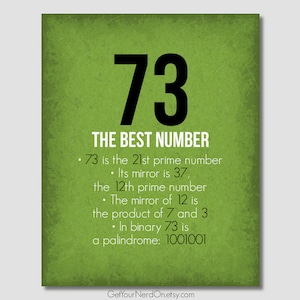73 The Best Number, Math Geek Poster, Teacher Gift Ideas, Nerd Humor Print