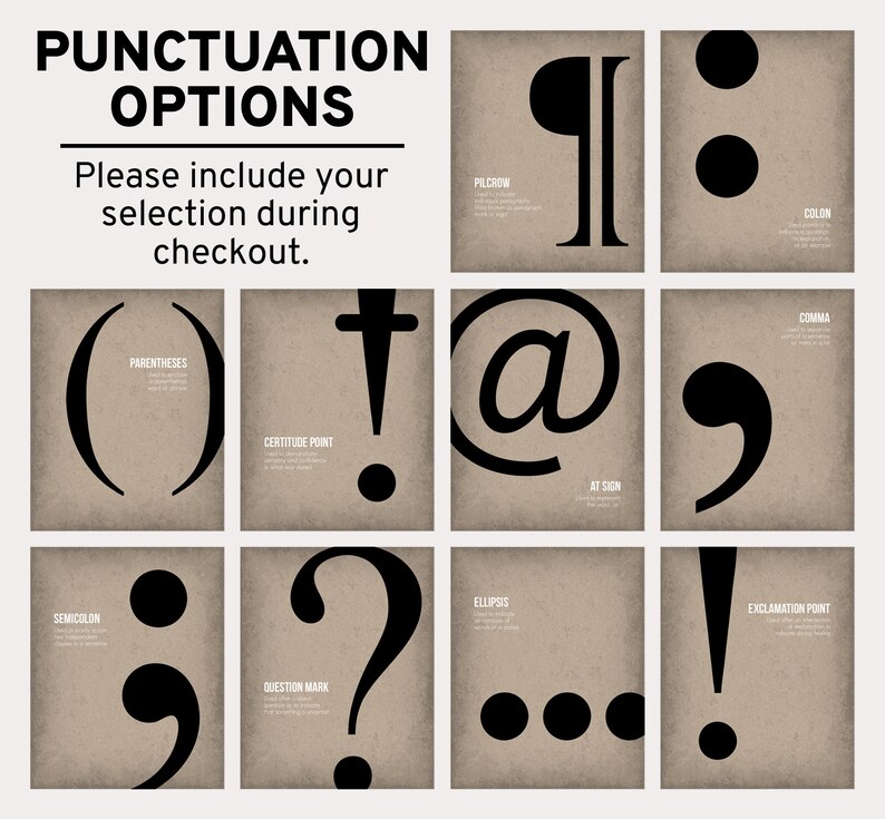Set Of 4 Prints Punctuation Marks Classroom Posters Home | Etsy