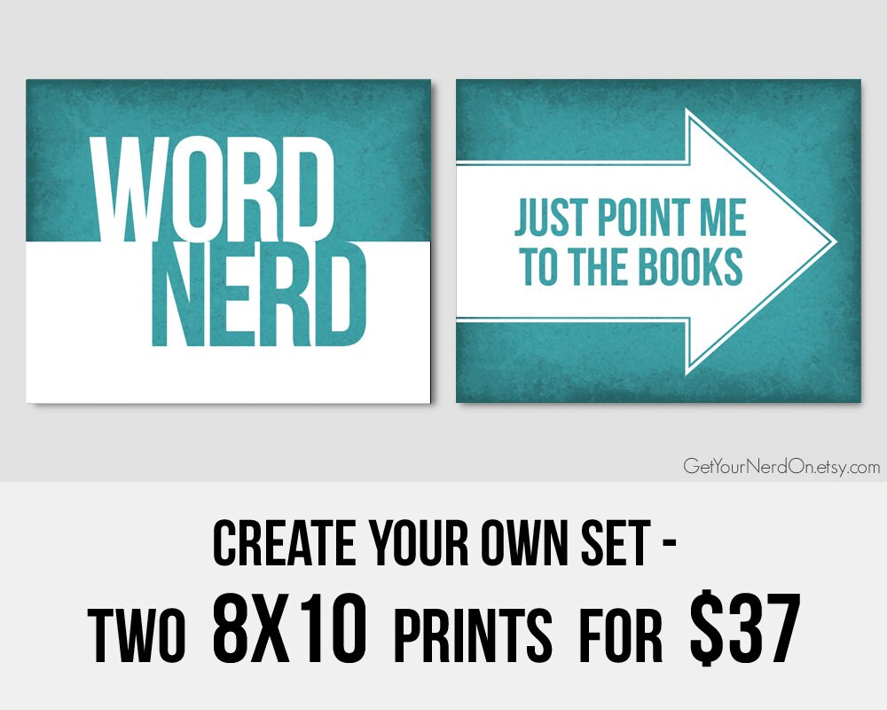 Create Your Own Set Set of 2 Prints Nerdy 8x10 Art Print Etsy