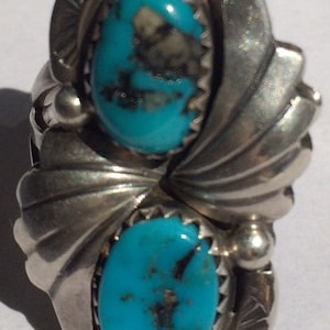 Double Kingman Turquoise Navajo   Ladies Ring size 7