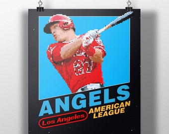Los Angeles Angels Retro NES Box Art Print- Mike Trout