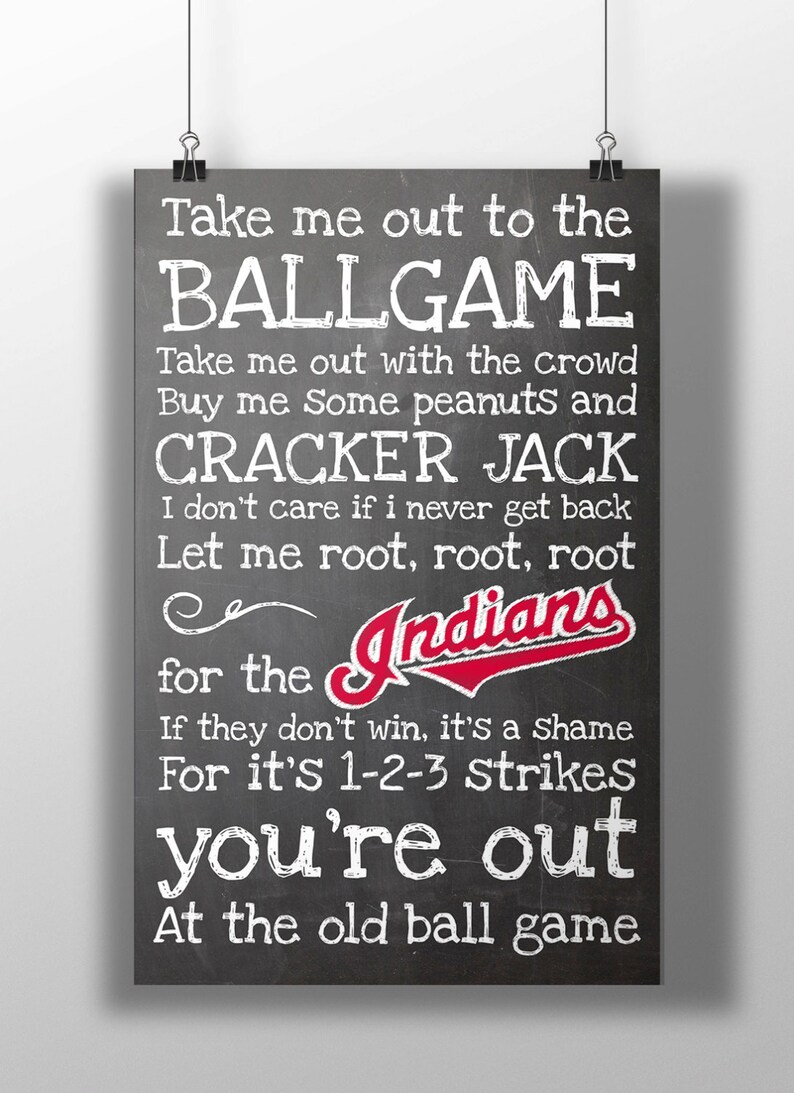 Cleveland Indians Take Me Out to the Ballgame Chalkboard Print image 1