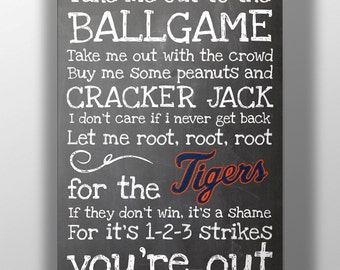 Detroit Tigers- Take Me Out to the Ballgame Chalkboard Print