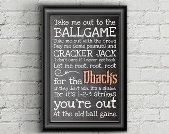 Arizona Diamondbacks- Take Me Out to the Ballgame Chalkboard Print