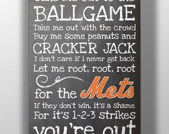 New York Mets- Take Me Out to the Ballgame Chalkboard Print