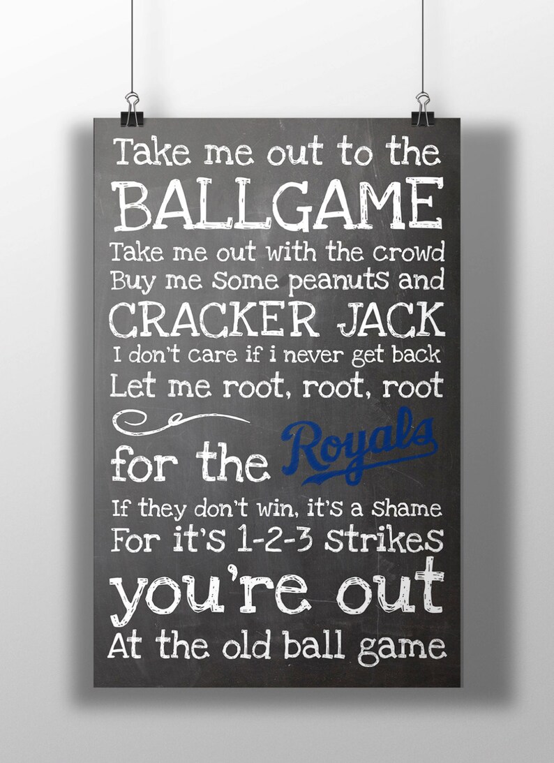 Kansas City Royals Take Me Out to the Ballgame Chalkboard Print image 1