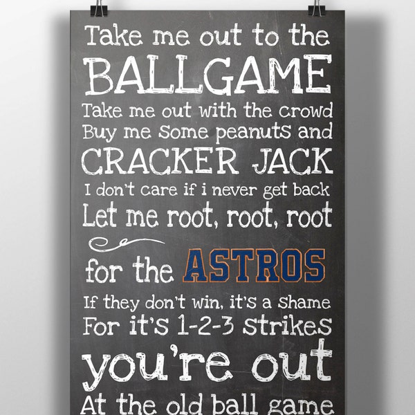 Houston Astros- Take Me Out to the Ballgame Chalkboard Print