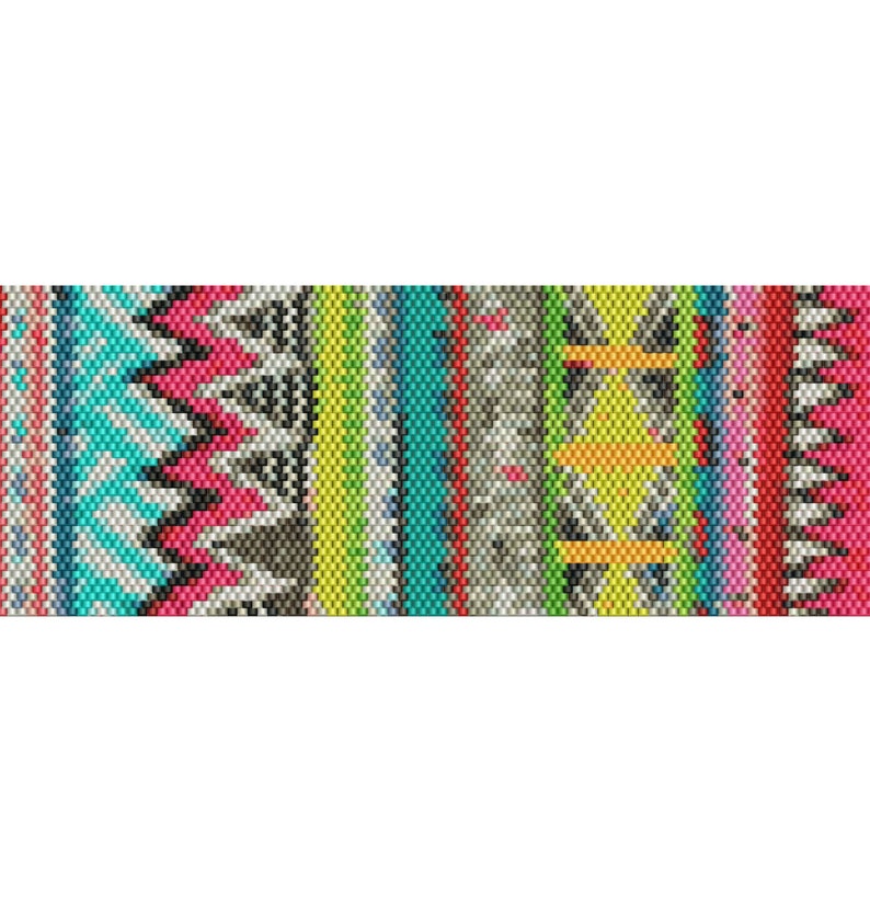 Abstract Art Peyote Cuff Beaded Bracelet Pattern - 