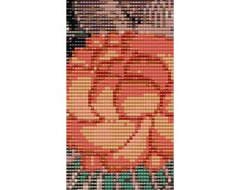 Orange Lotus Flower Loom Beaded Cuff Bracelet Pattern