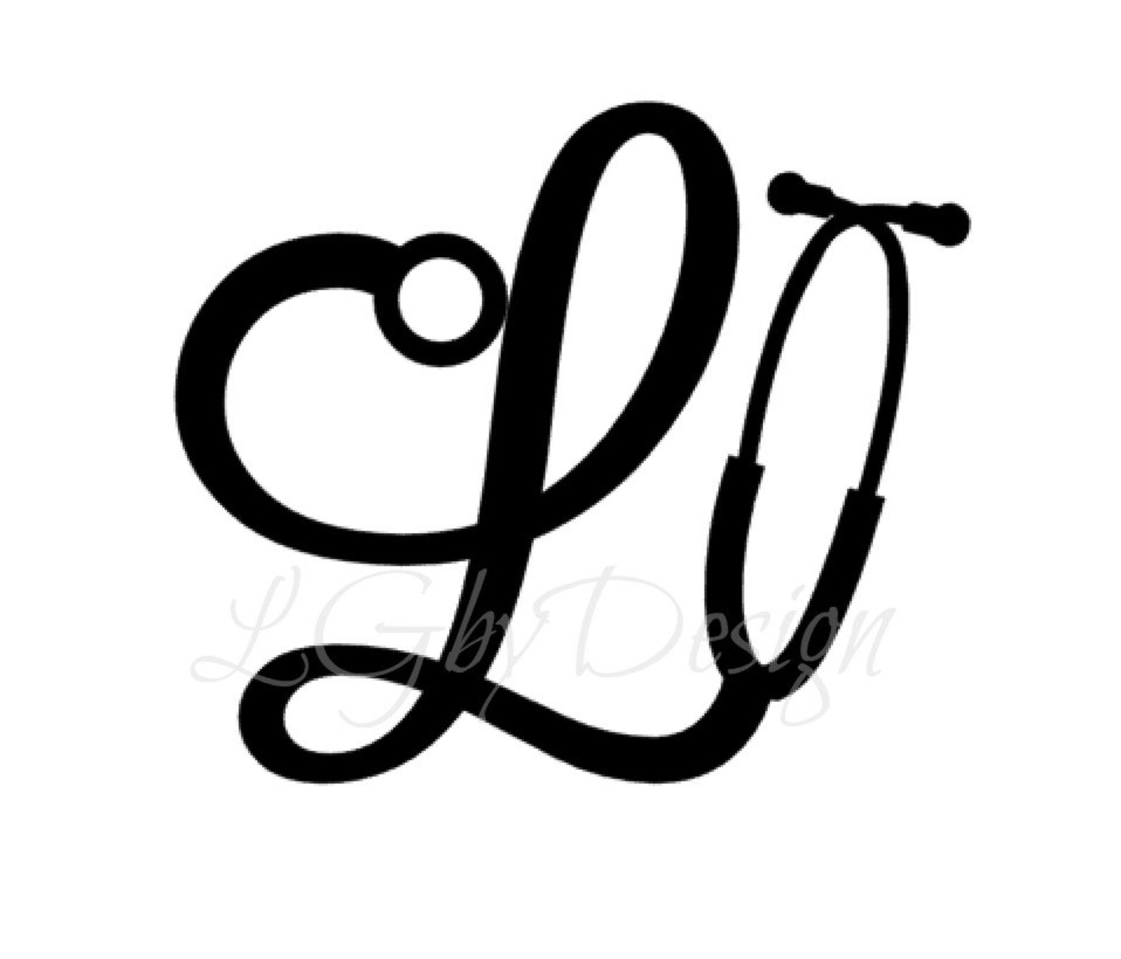 Stethoscope Initial Decal Etsy