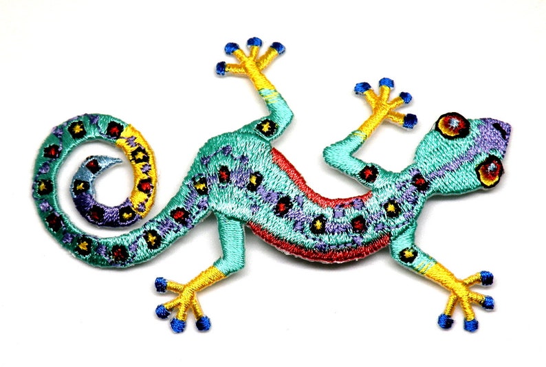 Gecko Lizard SMALL Embroidered Iron On Patches Southwestern PR