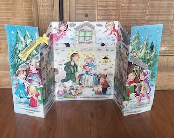 Vintage Kruger Christmas Nativity Advent Calendar Paper & Glitter 1960's #Germany