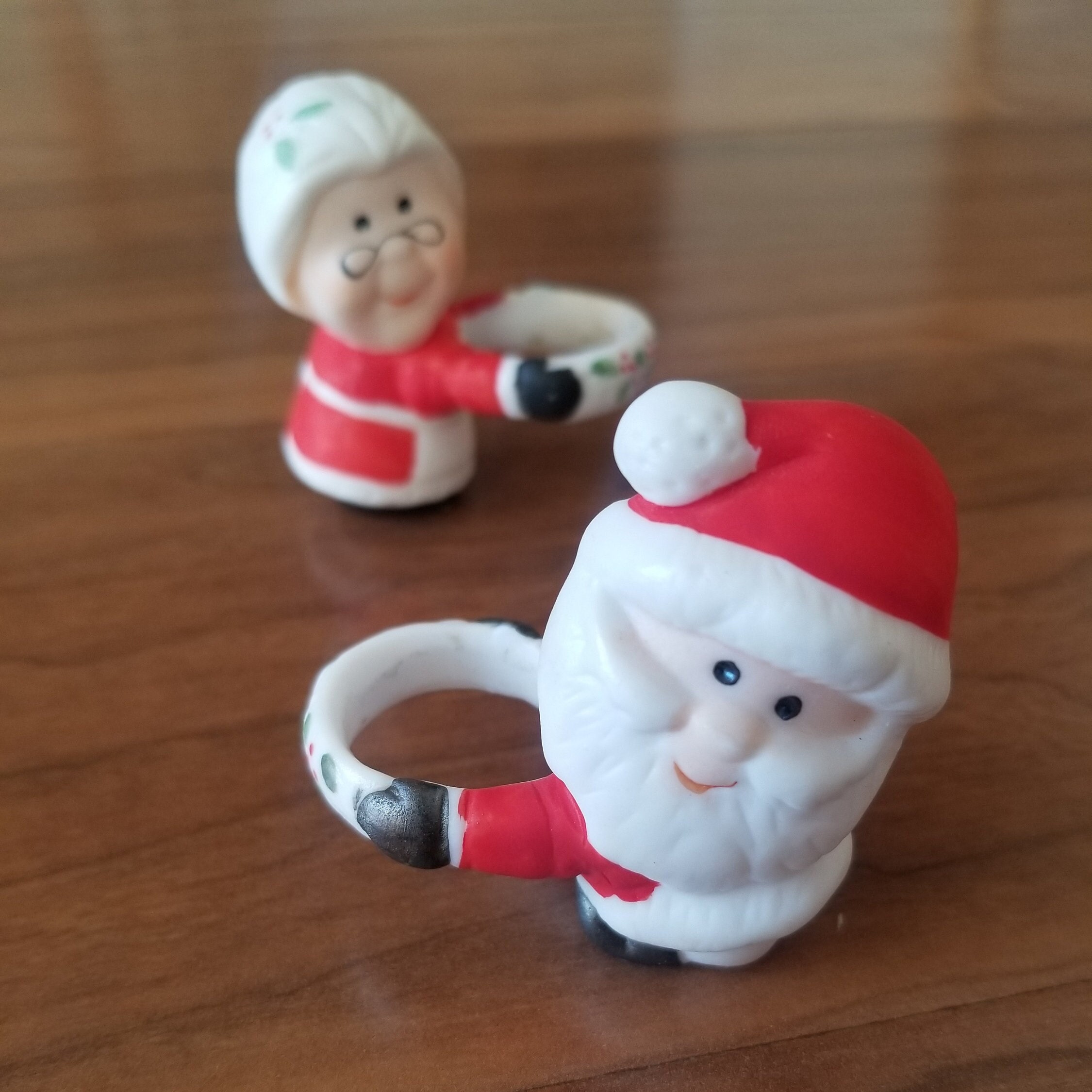 Vintage Santa Mr. and Mrs. Santa Claus Candle Holders Taiwan