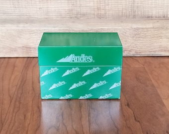 Vintage Andes Tin Recipe Box WITH recipe cards