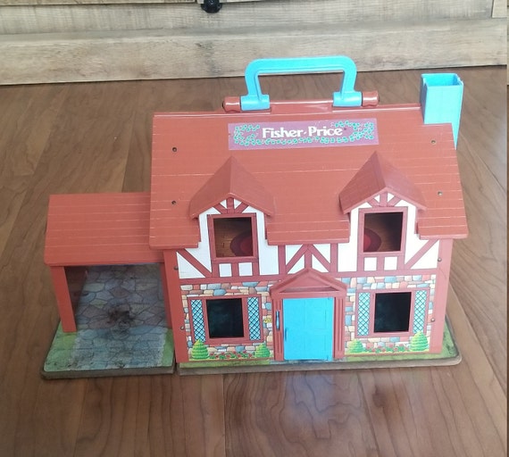 Vintage Retro Fisher Price Little People Brown Tudor Cottage House Dollhouse Etsy Australia