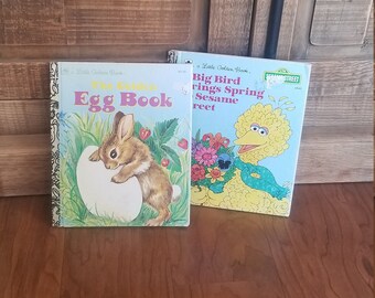 Vintage Golden Books - Springtime!  The Golden Egg Book / Big Bird Brings Spring to Sesame Street
