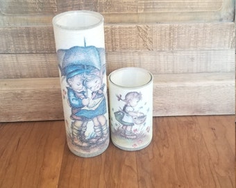 Vintage Sugar Frosted Pillar Candles (Set)