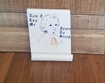 Antique Nursery Kid's Room Decor Metal Plaque "Now I Lay Me Down to Sleep"