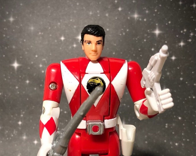 Mighty Morphin Power Rangers Auto Morphin Red Ranger Flip Head Complete
