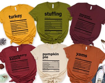 Thanksgiving Family Picture Tees - Nutrition Label Tees - Matching Family Holiday shirts - Trendy Family Tees-Turkey Tees-Family Reunion Tee