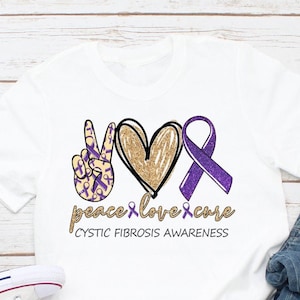 Peace Love Cure Cystic Fibrosis Awareness Shirt - CF awareness shirt - Cystic Fibrosis fight for a cure - Just Breathe Cystic Fibrosis