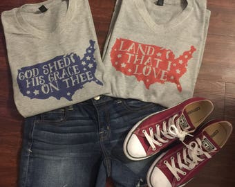 SALE - Today ONLY 18 - 4th of July Tee - Patriotic Tee - Fourth of July shirt - Patriotic shirt -USA shirt - god bless the usa tee shirt