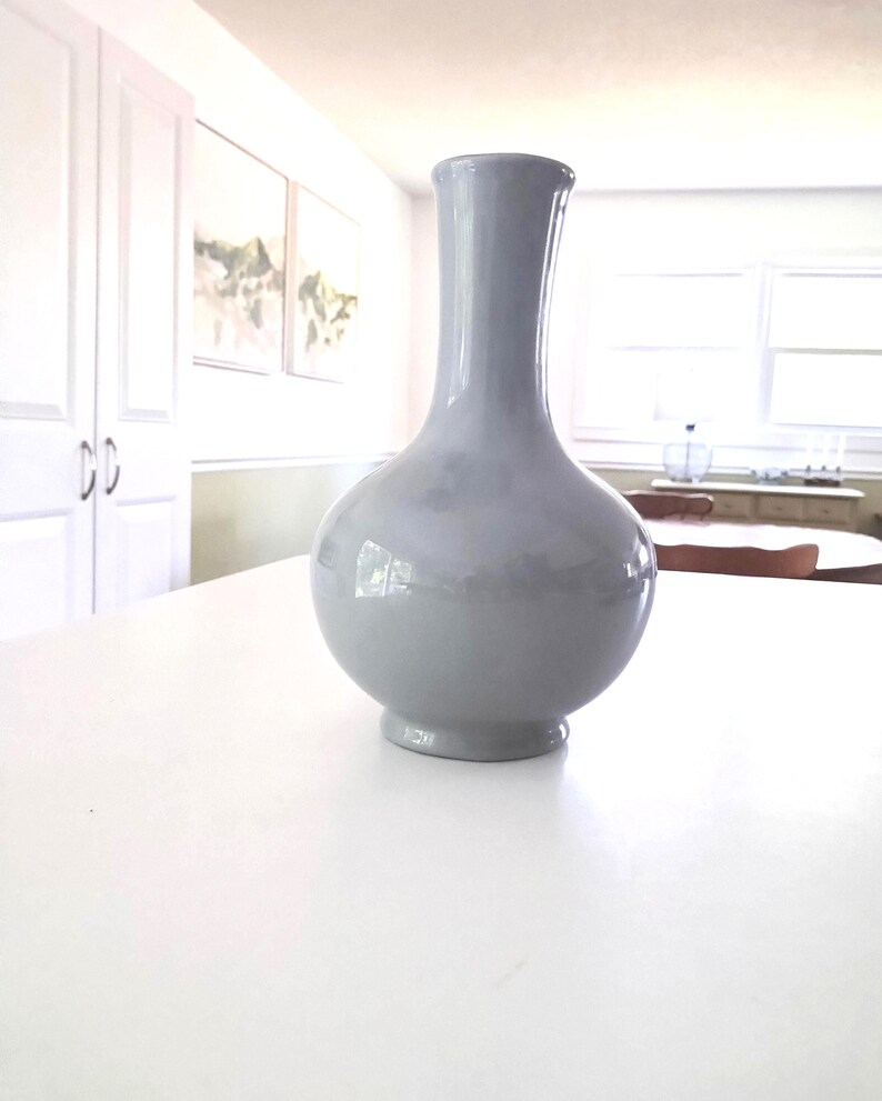 Vintage Ceramic Blue Gray Stoneware Vase image 2