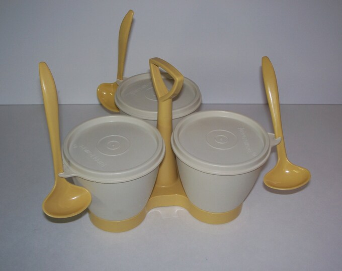 Vintage Tupperware Condiment Caddy Harvest Gold and Offwhite Etsy