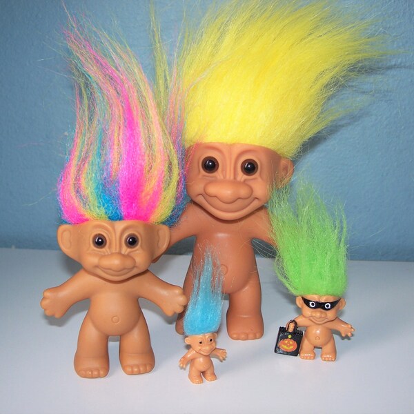 vintage troll dolls lot of 4 || Russ troll dolls || Russ Berrie and Co || 90s troll dolls