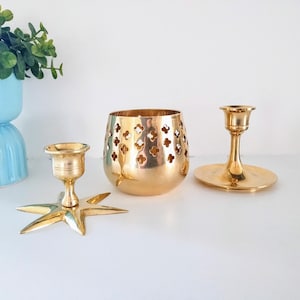 Vintage Brass Candleholders Set of 3