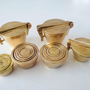 Vintage Brass Decor, Vintage Nesting Weight Set, Apothecary Metal Scale Weights, Vintage Home Decor, Unique Brass Items